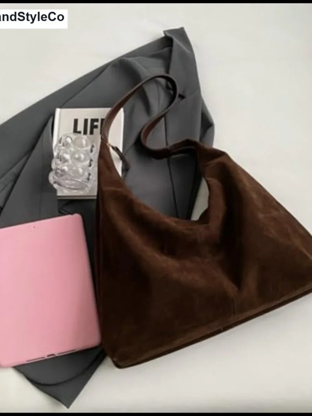 Faux Suede Shoulder Purse Bag Women Tote Hobo Handbag